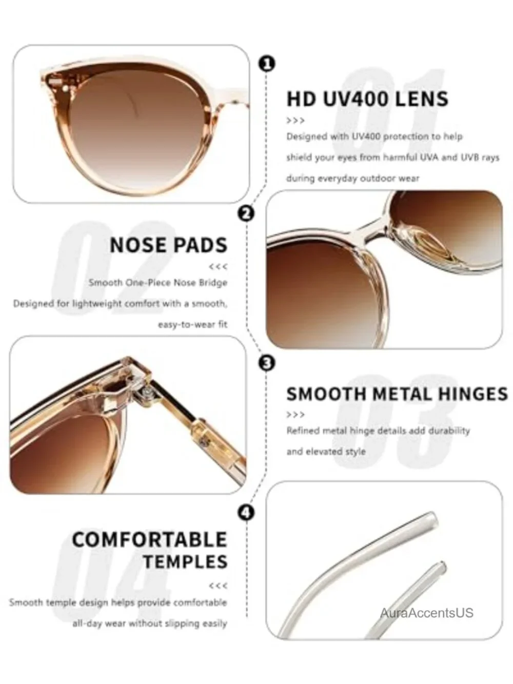 Oversized Round Sunglasses Retro Vintage Large Frame UV400 Women Trendy